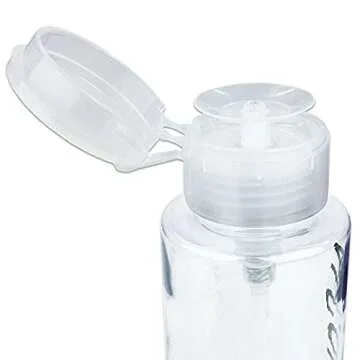 PANA 7oz. (Quantity: 2 Pieces) Clear Color Alcohol Labeled Liquid Push Down Pump Dispenser Empty Bottle with Flip Top Cap