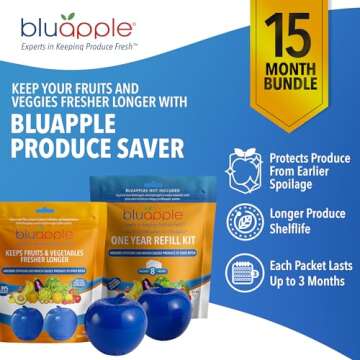 Bluapple Ethylene Gas Absorber Classic Produce Saver 15-Month Bundle - Vegetable & Fruit Fresh Produ...