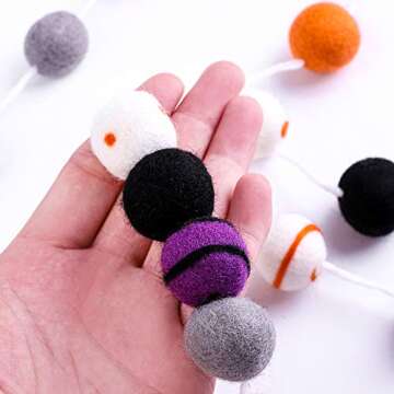 URATOT Halloween Felt Ball Garland Dot Spiral Felt Ball Garland Hanging Felt Ball Garland Halloween Garland Decorations for Halloween Party Decoration