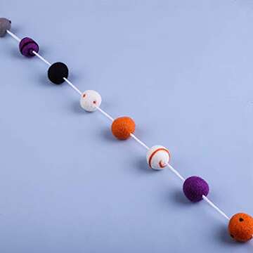 URATOT Halloween Felt Ball Garland Dot Spiral Felt Ball Garland Hanging Felt Ball Garland Halloween Garland Decorations for Halloween Party Decoration