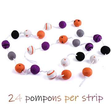 URATOT Halloween Felt Ball Garland Dot Spiral Felt Ball Garland Hanging Felt Ball Garland Halloween Garland Decorations for Halloween Party Decoration
