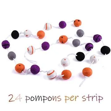URATOT Halloween Felt Ball Garland Dot Spiral Felt Ball Garland Hanging Felt Ball Garland Halloween Garland Decorations for Halloween Party Decoration