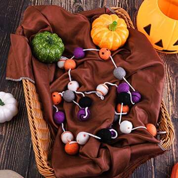URATOT Halloween Felt Ball Garland Dot Spiral Felt Ball Garland Hanging Felt Ball Garland Halloween Garland Decorations for Halloween Party Decoration