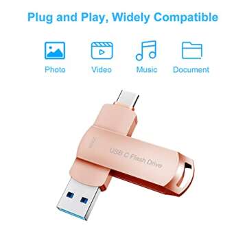 USB Flash Drive 256GB USB C Thumb Drive Memory Stick Android Phone Photo Stick External Storage Drive DEZOBYTE Compatible Android Phone Pad Ma c-Book USB C and Computer Pink 256G
