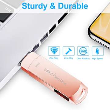 USB Flash Drive 256GB USB C Thumb Drive Memory Stick Android Phone Photo Stick External Storage Drive DEZOBYTE Compatible Android Phone Pad Ma c-Book USB C and Computer Pink 256G