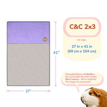 GuineaDad Original Liner - Blue Fleece Guinea Pig Bedding - Reusable Guinea Pig Cage Liner - Extra A...