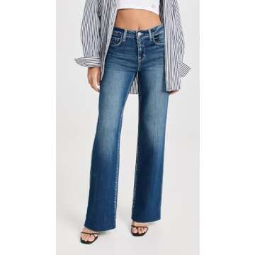 L'AGENCE Women's Scottie High Rise Wide Leg Jeans in Hasting Blue