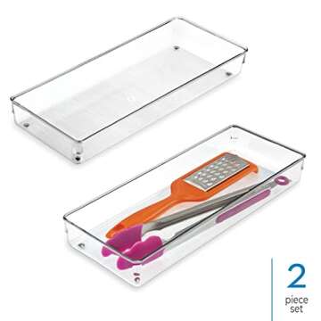 iDesign Linus Plastic Kitchen Drawer Organizer for Silverware, Spatulas, Cutlery, Gadgets, Office Su...