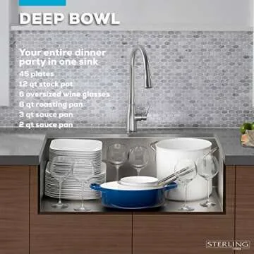 Kohler K-20243-PC-NA Sterling Ludington 34" Under-Mount Single-Bowl Farmhouse Kitchen Sink with Accessories, Apron-Front Basin, Stainless Steel