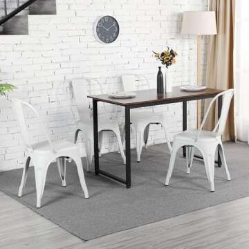 Yaheetech Metal Kitchen Dining Chairs Indoor-Outdoor Distressed Style Stackable Side Coffee Chairs i...