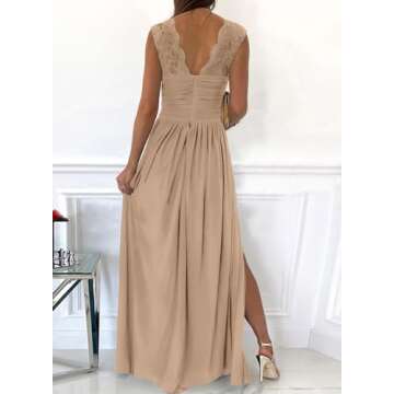 Dokotoo Women's Elegant Floor Length A Line Dress for Formal Occasions