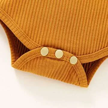 Tiny Cutey Infant Baby Girl Clothes Strap Romper and Ruffle Shorts with Headband Baby Girl Summer Outfits Set (Ginger, 3-6 Months)