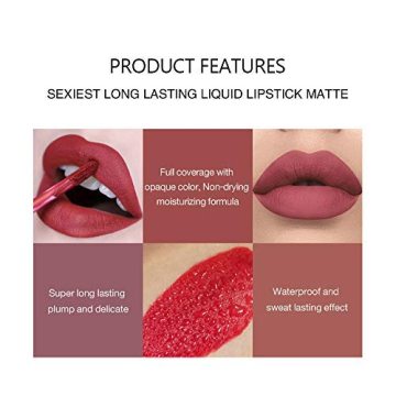 6 Colors Velvet Liquid Lip Stick Set for Long-Lasting Wear