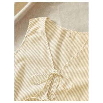 SHENHE Women's Y2k Summer 2 Piece Outfits Striped Tie Front Tank Vest and Shorts Vacation Set Yellow Small