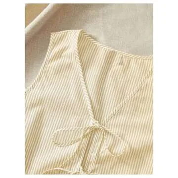 SHENHE Women's Y2k Summer 2 Piece Outfits Striped Tie Front Tank Vest and Shorts Vacation Set Yellow Small