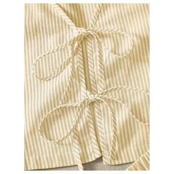 SHENHE Women's Y2k Summer 2 Piece Outfits Striped Tie Front Tank Vest and Shorts Vacation Set Yellow Small