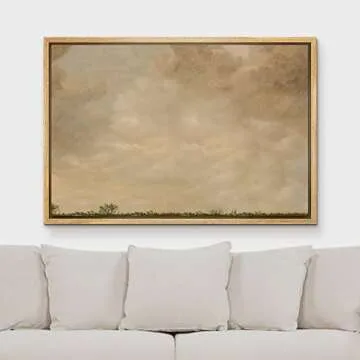 MUDECOR Framed Canvas Print Wall Art Pastel Dusk Country Cloud Horizon Nature Wilderness Illustratio...