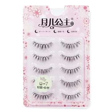 LASGOOS Fake Eyelashes Natural Look False Eye Lashes Daily Strip Cross Clear Band 5-7mm Cross Cute L...