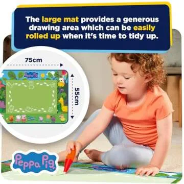 Aquadoodle Peppa Pig and Dinosaurs Water Doodle Mat - Aqua Doodle Pen and Water Play Mat for No Mess Colouring and Drawing - Educational Arts and Crafts Peppa Pig Toys - Toddler Toys 18 Months Plus