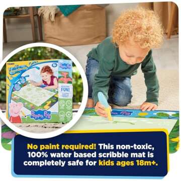 Aquadoodle Peppa Pig and Dinosaurs Water Doodle Mat - Aqua Doodle Pen and Water Play Mat for No Mess Colouring and Drawing - Educational Arts and Crafts Peppa Pig Toys - Toddler Toys 18 Months Plus