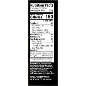 KIND Healthy Grains Bars, Oats & Honey with Toasted Coconut, Non GMO, Gluten Free, 1.2 oz, 5 Count