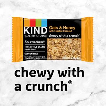 KIND Healthy Grains Bars, Oats & Honey with Toasted Coconut, Non GMO, Gluten Free, 1.2 oz, 5 Count
