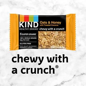 KIND Healthy Grains Bars, Oats & Honey with Toasted Coconut, Non GMO, Gluten Free, 1.2 oz, 5 Count