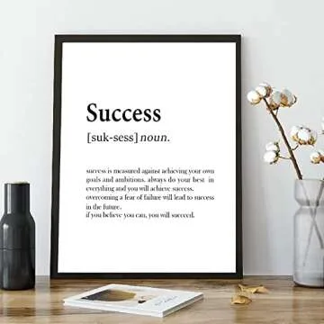 Success Quotes Wall Art Inspirational Wall Art Success Definition Poster Motivational Motto Prints Inspiring Entrepreneur Posters Black and White Positive Wall Decor for Office Living Room Framless