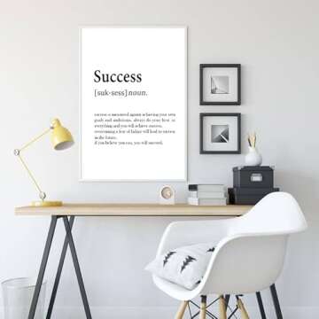 Success Quotes Wall Art Inspirational Wall Art Success Definition Poster Motivational Motto Prints Inspiring Entrepreneur Posters Black and White Positive Wall Decor for Office Living Room Framless