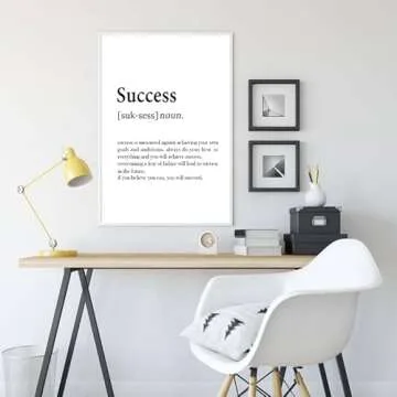 Success Quotes Wall Art Inspirational Wall Art Success Definition Poster Motivational Motto Prints Inspiring Entrepreneur Posters Black and White Positive Wall Decor for Office Living Room Framless