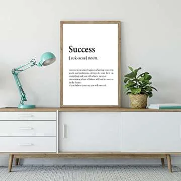 Success Quotes Wall Art Inspirational Wall Art Success Definition Poster Motivational Motto Prints Inspiring Entrepreneur Posters Black and White Positive Wall Decor for Office Living Room Framless