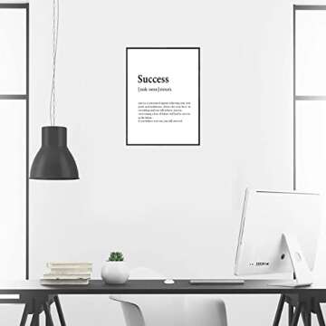 Success Quotes Wall Art Inspirational Wall Art Success Definition Poster Motivational Motto Prints Inspiring Entrepreneur Posters Black and White Positive Wall Decor for Office Living Room Framless