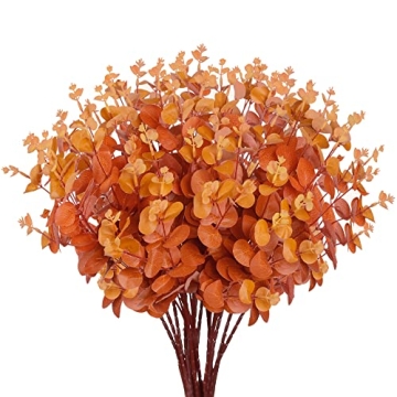 Sggvecsy 3pcs Artificial Fall Eucalyptus Leaves - Faux Silk Eucalyptus Stems for Autumn Decor