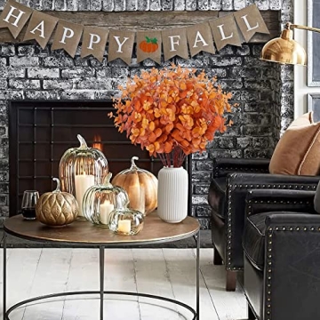 Sggvecsy Fall Eucalyptus Leaves - 3pcs Faux Eucalyptus Stems