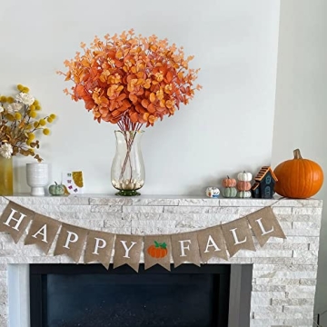 Sggvecsy Fall Eucalyptus Leaves - 3pcs Faux Eucalyptus Stems