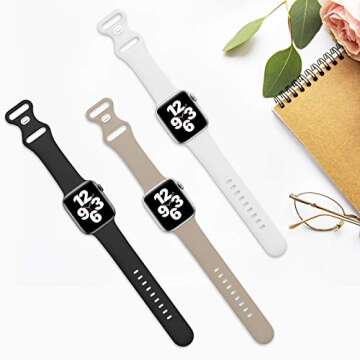 AMSKY 3 Pack Sport Band Compatible with Apple Watch Bands 38mm 40mm 41mm 42mm 44mm 45mm for Women Men, Soft Silicone Replacement Strap Wristbands Compatible with iWatch Series 7 6 5 4 3 2 1 SE