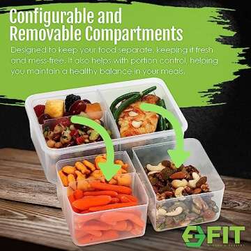 Bento Box for Kids Lunch Containers for Adults (3 Pack, 39 oz) - 3 Compartment Meal Prep Containers with Lids - Microwave, Freezer & Dishwasher Safe, Leakproof Reusable Food Prep Containers, Lunch Box