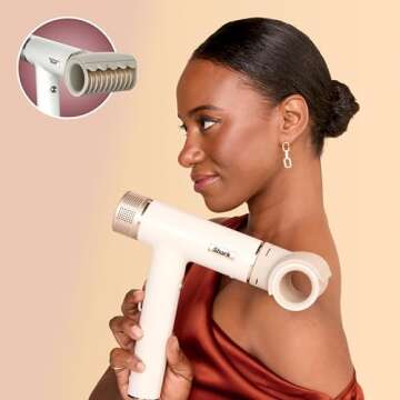 Shark SpeedStyle RapidGloss Finisher and High-Velocity Dryer with IQ Speed Styling and Drying Suite, Lightweight, Ionic, No Heat Damage, for All Hair Types, Silk, HD352