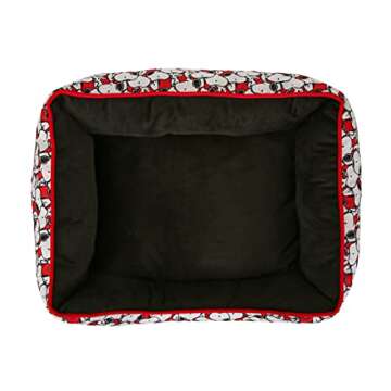 Peanuts Snoopy Cuddler Pet Bed in Black | Elevated Pet Bed With Raised Rim | Plush, Soft, Machine Washable for All Dogs, 24" x 19" x 8