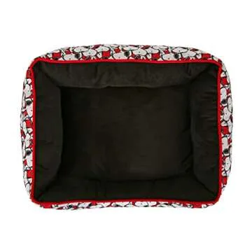 Peanuts Snoopy Cuddler Pet Bed in Black | Elevated Pet Bed With Raised Rim | Plush, Soft, Machine Washable for All Dogs, 24" x 19" x 8