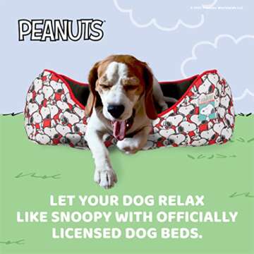 Peanuts Snoopy Cuddler Pet Bed in Black | Elevated Pet Bed With Raised Rim | Plush, Soft, Machine Washable for All Dogs, 24" x 19" x 8