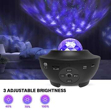 Star Projector, Galaxy Projector with Remote Control, Eicaus 3 in 1 Night Light Projector with LED Nebula Cloud/Moving Ocean Wave for Kid Baby, Built-in Music Speaker(Black)