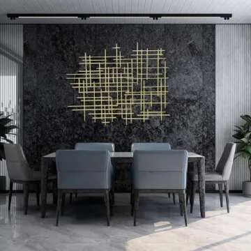 Bellaa 27079 Metal Wall Art Cross Geometric Abstract Modern Contemporary 3D Hanging Wrought Iron Minimalist Sculpture Living Room Outdoor Boho Farmhouse Home Decor Champagne Light Gold Large