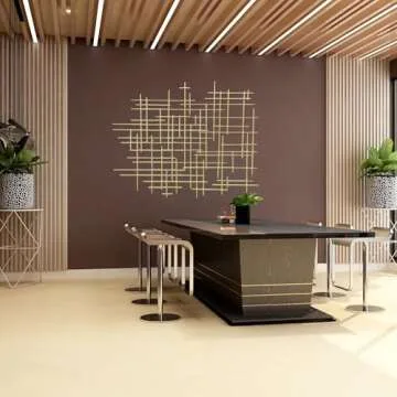 Bellaa 27079 Metal Wall Art Cross Geometric Abstract Modern Contemporary 3D Hanging Wrought Iron Minimalist Sculpture Living Room Outdoor Boho Farmhouse Home Decor Champagne Light Gold Large