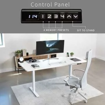 VIVO Electric 71 x 30 inch Standing Desk Workstation, Memory Controller Height Adjustment, 1B Series, White Top White Frame, DESK-KIT-1W7W