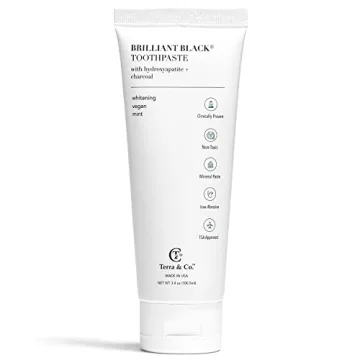 Terra & Co. Brilliant Black Hydroxyapatite Charcoal Toothpaste for Whitening Teeth – Natural Vegan...