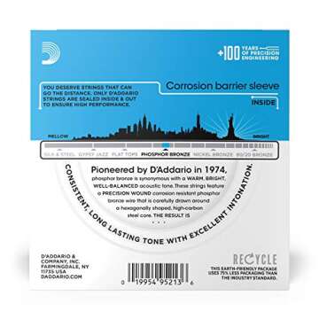 D'Addario EJ16 Phosphor Bronze Acoustic Guitar Strings 10-Pack