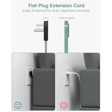 Addtam Power Strip 5ft, 4 USB Ports & 4 Outlets