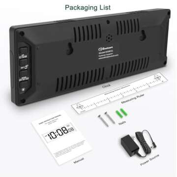 Soobest LED Digital Wall Clock with Seconds, Electric Clock Plug Auto DST Dimmer LED Large Display 10 Inches (White)