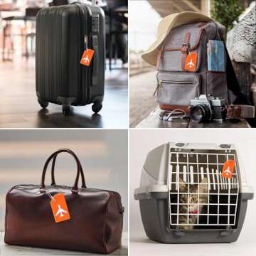 8 Pack Silicone Luggage Tag for Suitcases with Stainless Loop, TSA Approved, Privacy Protection Travel Essentials Bag Tags by Gostwo, Mixed Color